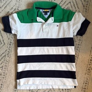 Tommy Hilfiger Kids Polo - Green, White, Navy Stripes